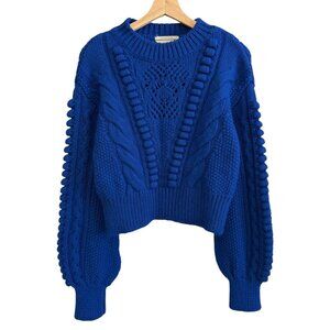 Anthropologie Cable Knit Crop Balloon Sleeve Sweater Holiday Party Maximalist S